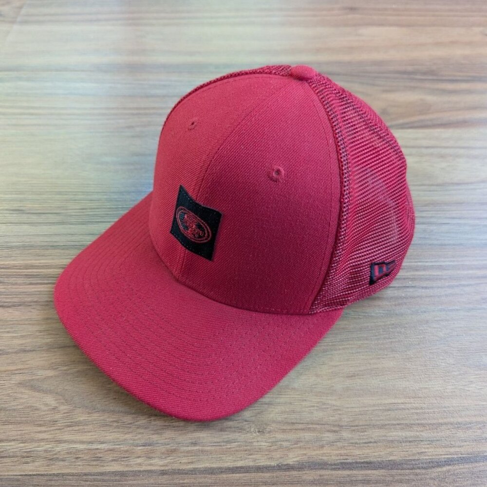 New Era scarlet San Francisco 49ers Shanahan square trucker 100 snapback hat red